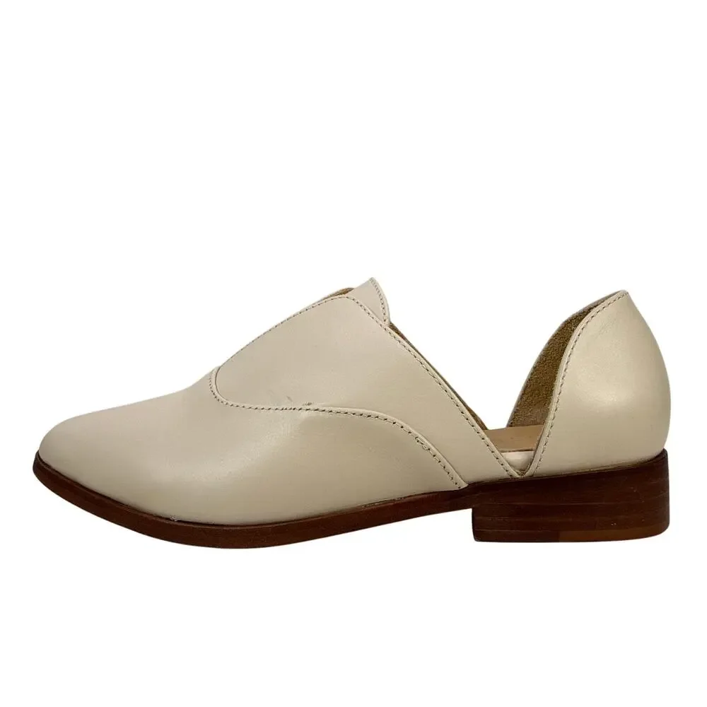 Nisolo Emma D'Orsay Oxford Casual Womens 8 Bone Leather Slip On Cut Out